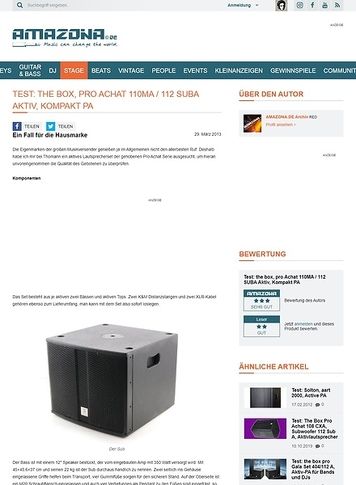 Amazona.de Test: the box, pro Achat 110MA / 112 SUBA Aktiv, Kompakt PA Amazona.de Test: the box, pro Achat 110MA / 112 SUBA Aktiv, Kompakt PA