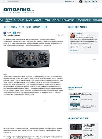 Amazona.de Test: ADAM, A77x, Studiomonitore Amazona.de Test: ADAM, A77x, Studiomonitore