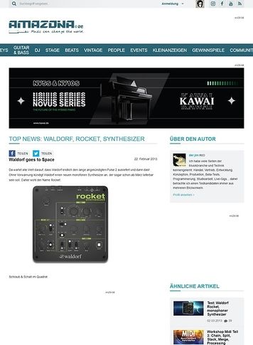 Amazona.de Top News: Waldorf, Rocket, Synthesizer Amazona.de Top News: Waldorf, Rocket, Synthesizer