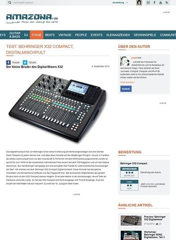 Amazona.de Test: Behringer X32 Compact, Digitalmischpult Amazona.de Test: Behringer X32 Compact, Digitalmischpult