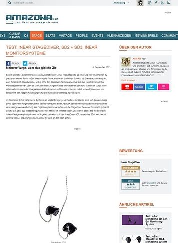 Amazona.de Test: InEar StageDiver, SD2 + SD3, InEar Monitorsysteme Amazona.de Test: InEar StageDiver, SD2 + SD3, InEar Monitorsysteme