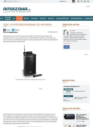 Amazona.de Test: LD Systems Roadman 102, Aktivbox Amazona.de Test: LD Systems Roadman 102, Aktivbox