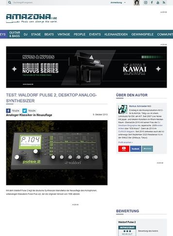 Amazona.de Test: Waldorf Pulse 2, Desktop Analog-Synthesizer Amazona.de Test: Waldorf Pulse 2, Desktop Analog-Synthesizer