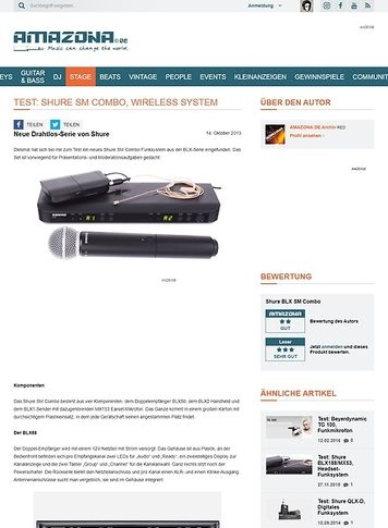 Amazona.de Test: Shure SM Combo, Wireless System Amazona.de Test: Shure SM Combo, Wireless System
