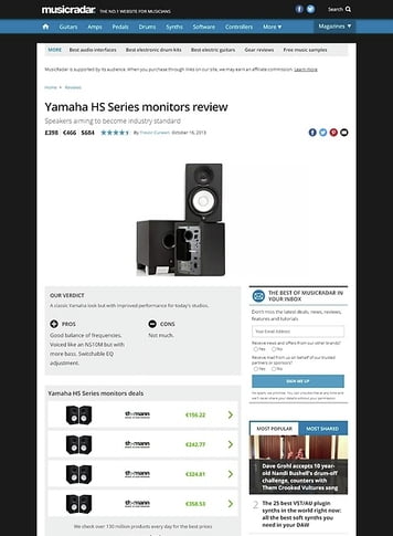 MusicRadar.com Yamaha HS Series monitors MusicRadar.com Yamaha HS Series monitors