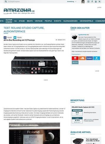Amazona.de Test: Roland Studio Capture, Audiointerface Amazona.de Test: Roland Studio Capture, Audiointerface