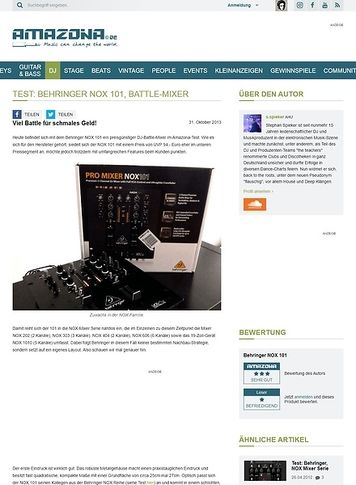 Amazona.de Test: Behringer Nox 101, Battle-Mixer Amazona.de Test: Behringer Nox 101, Battle-Mixer