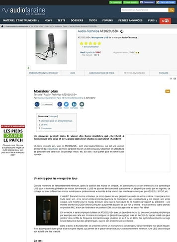 Audiofanzine.com Audio-Technica AT2020USB+ Audiofanzine.com Audio-Technica AT2020USB+