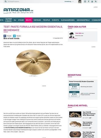 Amazona.de Test: PAISTE Formula 602 Modern Essentials, Beckensatz Amazona.de Test: PAISTE Formula 602 Modern Essentials, Beckensatz