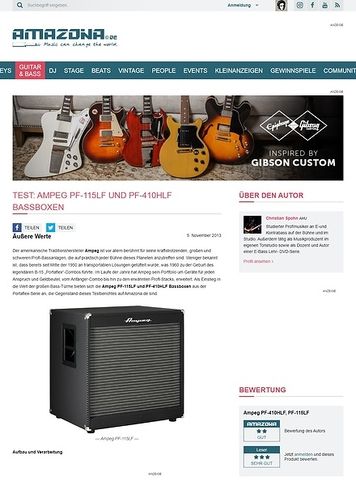 Amazona.de Test: Ampeg PF-115LF und PF-410HLF Bassboxen Amazona.de Test: Ampeg PF-115LF und PF-410HLF Bassboxen