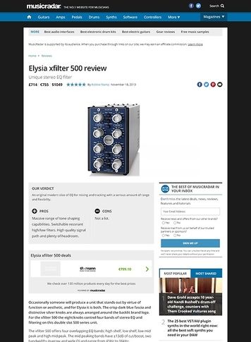 MusicRadar.com Elysia xfilter 500 MusicRadar.com Elysia xfilter 500