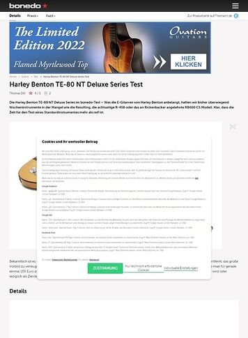 Bonedo.de Harley Benton TE-80 NT Deluxe Series Test Bonedo.de Harley Benton TE-80 NT Deluxe Series Test