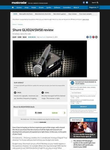 MusicRadar.com Shure GLXD24/SM58 MusicRadar.com Shure GLXD24/SM58