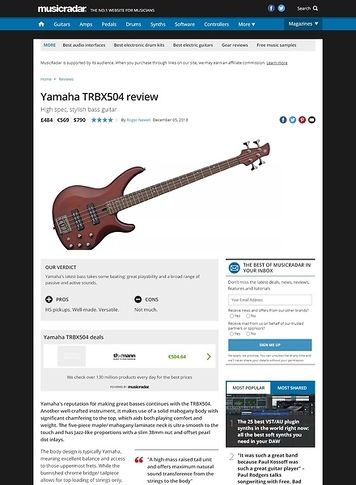 MusicRadar.com Yamaha TRBX504 MusicRadar.com Yamaha TRBX504