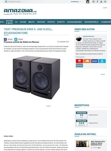 Amazona.de Test: Presonus Eris 5- und 8-Zoll, Studiomonitore Amazona.de Test: Presonus Eris 5- und 8-Zoll, Studiomonitore