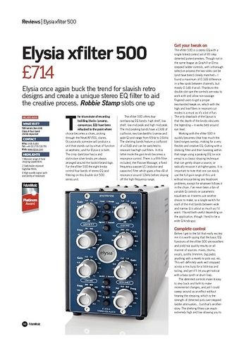 Future Music Elysia xfilter 500 Future Music Elysia xfilter 500