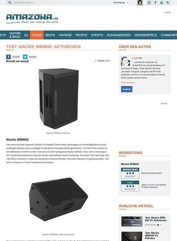 Amazona.de Test: Mackie SRM650, Aktivbox Amazona.de Test: Mackie SRM650, Aktivbox