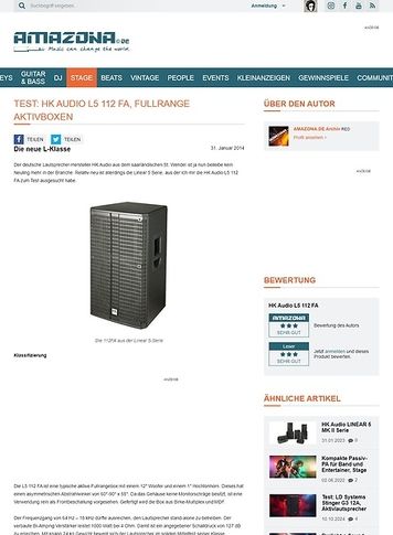 Amazona.de Test: HK Audio L5 112 FA, aktive Fullrange Box Amazona.de Test: HK Audio L5 112 FA, aktive Fullrange Box