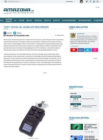 Amazona.de Test: Zoom H6, mobiler Recorder Amazona.de Test: Zoom H6, mobiler Recorder
