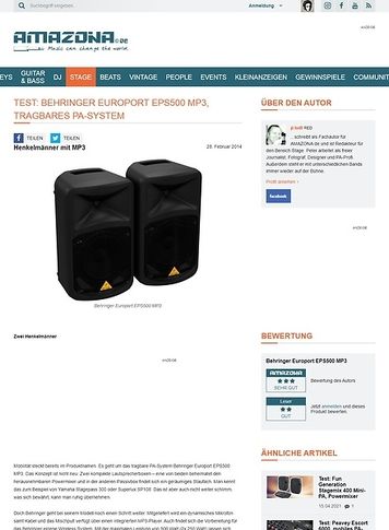 Amazona.de Test: Behringer Europort EPS500 MP3, tragbares PA-System Amazona.de Test: Behringer Europort EPS500 MP3, tragbares PA-System