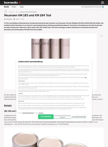 Bonedo.de Neumann KM 183 und KM 184 Bonedo.de Neumann KM 183 und KM 184