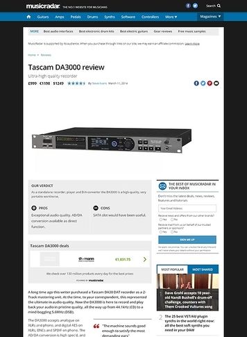 MusicRadar.com Tascam DA3000 MusicRadar.com Tascam DA3000