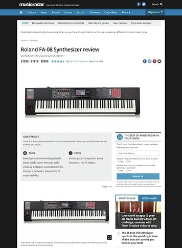 MusicRadar.com Roland FA-08 Synthesizer MusicRadar.com Roland FA-08 Synthesizer