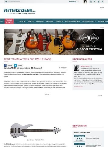 Amazona.de Test: Yamaha TRBX 505 TWH, E-Bass Amazona.de Test: Yamaha TRBX 505 TWH, E-Bass