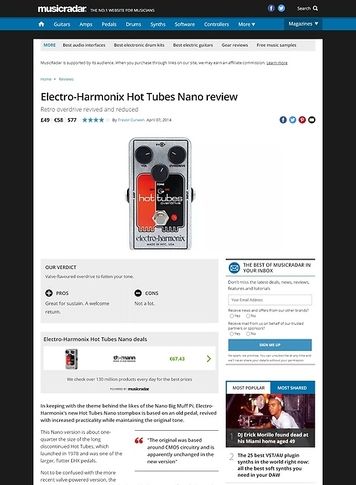 MusicRadar.com Electro-Harmonix Hot Tubes Nano MusicRadar.com Electro-Harmonix Hot Tubes Nano