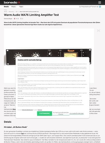 Bonedo.de Warm Audio WA76 Limiting Amplifier Bonedo.de Warm Audio WA76 Limiting Amplifier