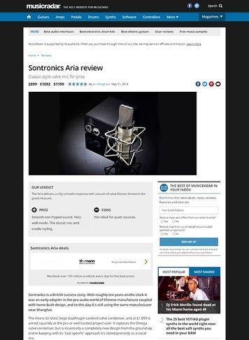 MusicRadar.com Sontronics Aria MusicRadar.com Sontronics Aria