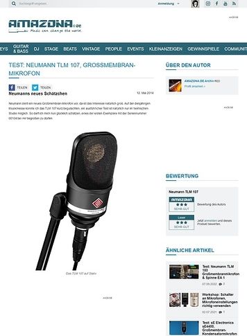 Amazona.de Test: Neumann TLM 107, Großmembran-Mikrofon Amazona.de Test: Neumann TLM 107, Großmembran-Mikrofon