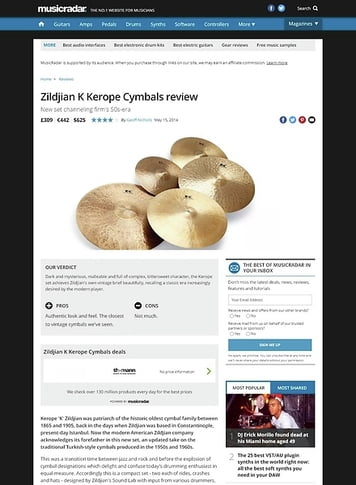 MusicRadar.com Zildjian K Kerope Cymbals MusicRadar.com Zildjian K Kerope Cymbals