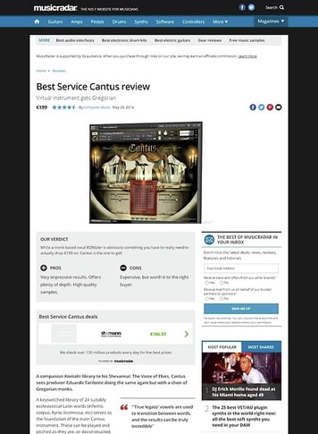 MusicRadar.com Best Service Cantus MusicRadar.com Best Service Cantus