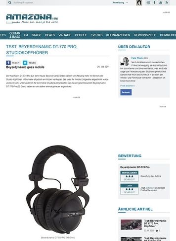 Amazona.de Test: Beyerdynamic DT-770 Pro, Studiokopfhörer Amazona.de Test: Beyerdynamic DT-770 Pro, Studiokopfhörer