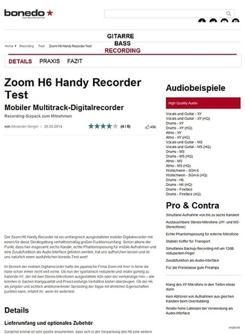 Bonedo.de Zoom H6 Handy Recorder Bonedo.de Zoom H6 Handy Recorder