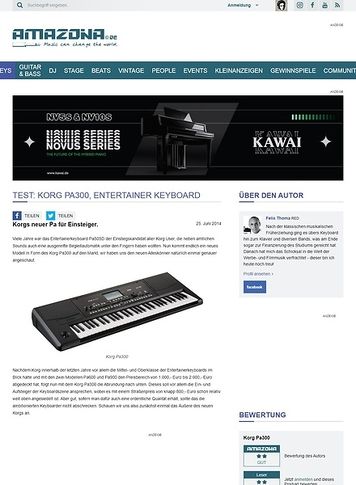 Amazona.de Test: Korg Pa300, Entertainer Keyboard Amazona.de Test: Korg Pa300, Entertainer Keyboard
