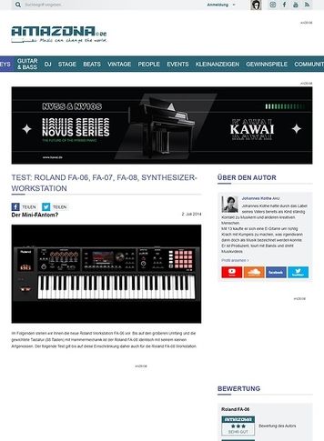 Amazona.de Test: Roland FA-06, FA-08, Workstation Amazona.de Test: Roland FA-06, FA-08, Workstation