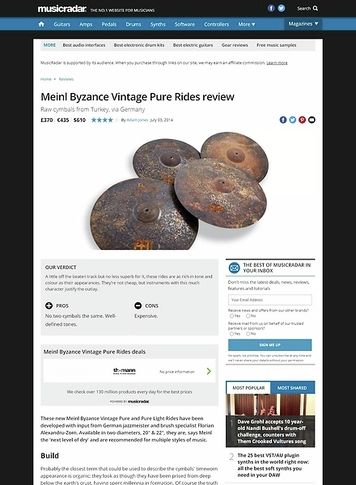 MusicRadar.com Meinl Byzance Vintage Pure Rides MusicRadar.com Meinl Byzance Vintage Pure Rides