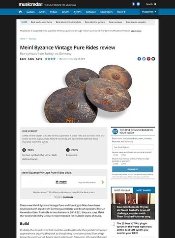 MusicRadar.com Meinl Byzance Vintage Pure Rides MusicRadar.com Meinl Byzance Vintage Pure Rides