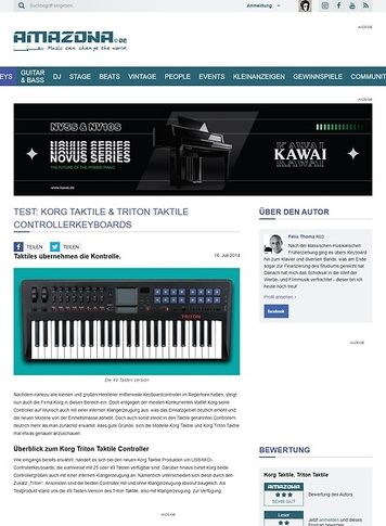 Amazona.de Test: Korg Taktile & Triton Taktile, USB/MIDI-Controllerkeyboard Amazona.de Test: Korg Taktile & Triton Taktile, USB/MIDI-Controllerkeyboard