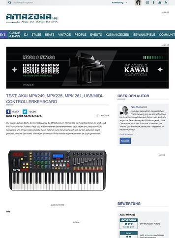 Amazona.de Test: AKAI MPK249, MPK225, MPK 261, USB/MIDI-Controllerkeyboard Amazona.de Test: AKAI MPK249, MPK225, MPK 261, USB/MIDI-Controllerkeyboard