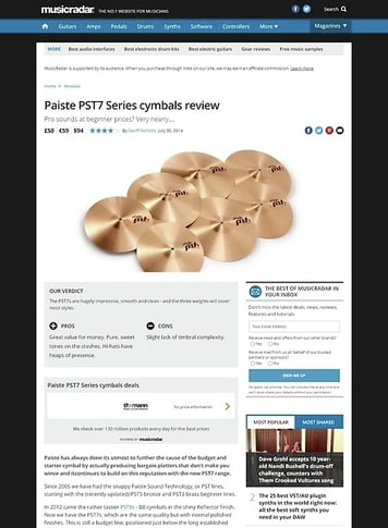 MusicRadar.com Paiste PST7 Series cymbals MusicRadar.com Paiste PST7 Series cymbals