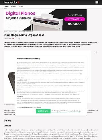 Bonedo.de Studiologic Numa Organ 2 Bonedo.de Studiologic Numa Organ 2