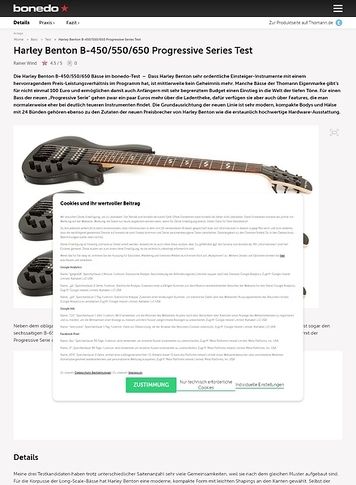 Bonedo.de Harley Benton B-450 / 550 / 650 Progressive Series Bonedo.de Harley Benton B-450 / 550 / 650 Progressive Series