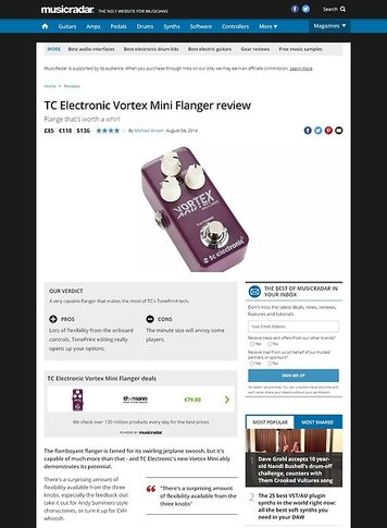 MusicRadar.com TC Electronic Vortex Mini Flanger MusicRadar.com TC Electronic Vortex Mini Flanger