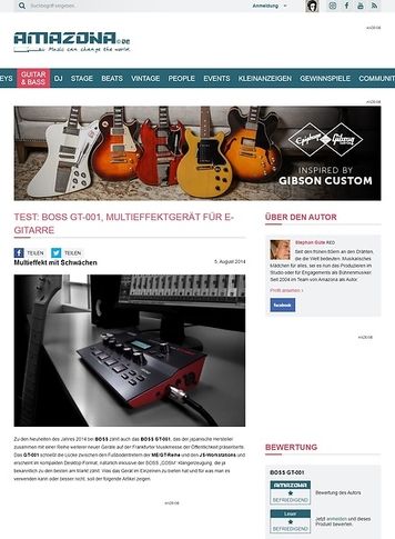 Amazona.de Test: Boss GT-001, Multieffektgerät für E-Gitarre Amazona.de Test: Boss GT-001, Multieffektgerät für E-Gitarre