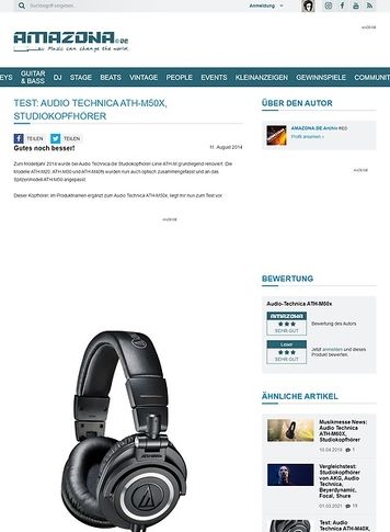Amazona.de Test: Audio Technica ATH-M50x, Studiokopfhörer Amazona.de Test: Audio Technica ATH-M50x, Studiokopfhörer
