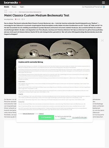 Bonedo.de Meinl Classics Custom Medium Bonedo.de Meinl Classics Custom Medium