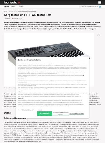Bonedo.de Korg taktile und TRITON taktile Bonedo.de Korg taktile und TRITON taktile